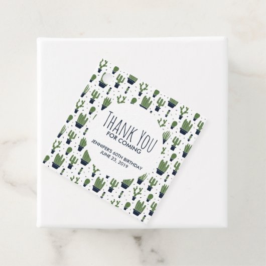 ダーク素朴グリーンサボテン砂漠パターン誕生日 フェイバータグ (インサイチュ)