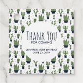 ダーク素朴グリーンサボテン砂漠パターン誕生日 フェイバータグ (正面)