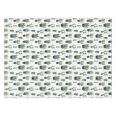 ダーク素朴グリーンサボテン砂漠パターン テーブルクロス (正面(横))