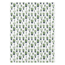 ダーク素朴グリーンサボテン砂漠パターン テーブルクロス
