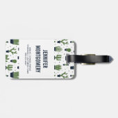 ダーク素朴グリーンサボテン砂漠パターン ラゲッジタグ (裏面横)