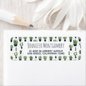 ダーク素朴グリーンサボテン砂漠パターン ラベル (インサイチュ)