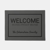 ダーク素朴グレイ歓迎ホーム甘い家族 ドアマット (正面)
