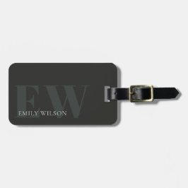 ダーク素朴ダスキーグリーンブラックモノグラムアドレス ラゲッジタグ