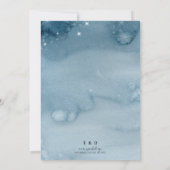 ダーク素朴ダスクブルーウォーター結婚カラーのリハーサル 招待状 (裏面)