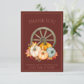ダーク素朴テラコッタ秋秋パンプキン結婚ズ サンキューカード (スタンド正面)