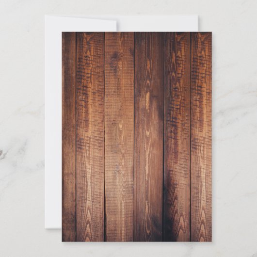 ダーク素朴バーンウッド&ホワイトディアー〔雄ジカの〕枝角ズ結婚 招待状 (裏面)