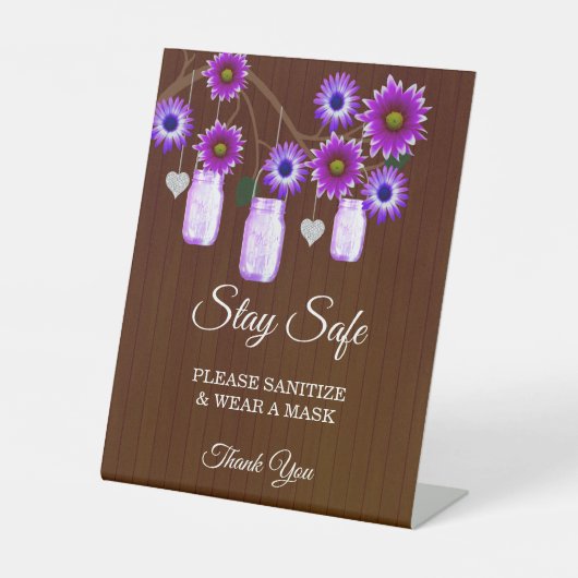 ダーク素朴パープルフローラス結婚メイソンの安全性 台座サイン (正面)