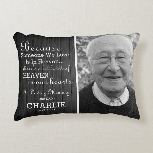 ダーク素朴ファミリーメモリアル引用文&写真 アクセントクッション (正面)