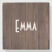 ダーク素朴ブラウンウッドフェンスカントリースタイル ストーンコースター (正面)