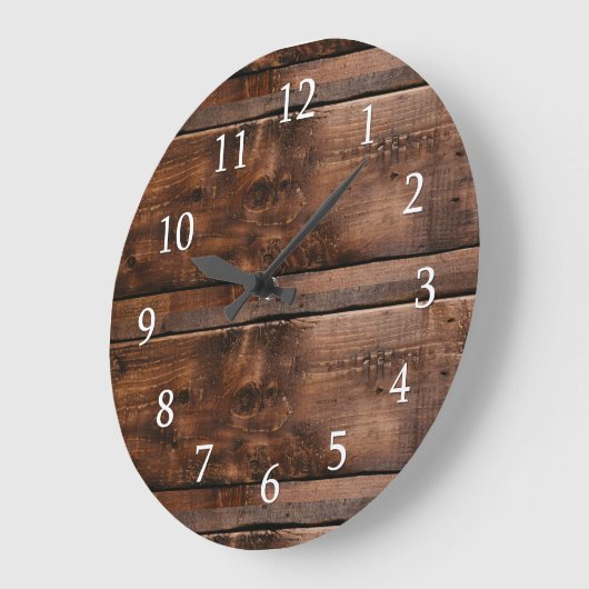 ダーク素朴ブラウン再生木材ファームハウス ラージ壁時計 (傾斜)