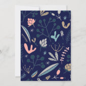 ダーク素朴ブルー&パステルボタニカルベビーシャワー 招待状 (裏面)