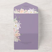 ダーク素朴ラベンダーパステルフラワーズノーディナー オールインワン招待状 (外側)