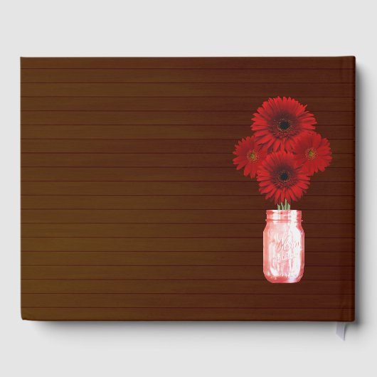 ダーク素朴レッドフローラメイスン結婚ズ・ジャー ゲストブック (裏面)