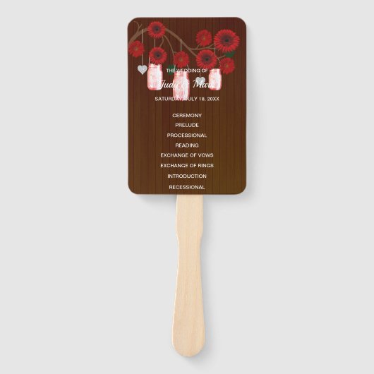 ダーク素朴レッドフローラメイスン結婚ズ ハンドファン (正面)