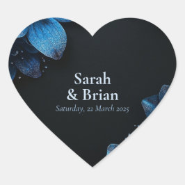 ダーク結婚の贈り物シールグリッター青い花 ハートシール