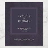 ダーク結婚パープルシンプルのエレガントパーソナライズされた ワインラベル (シングルラベル)