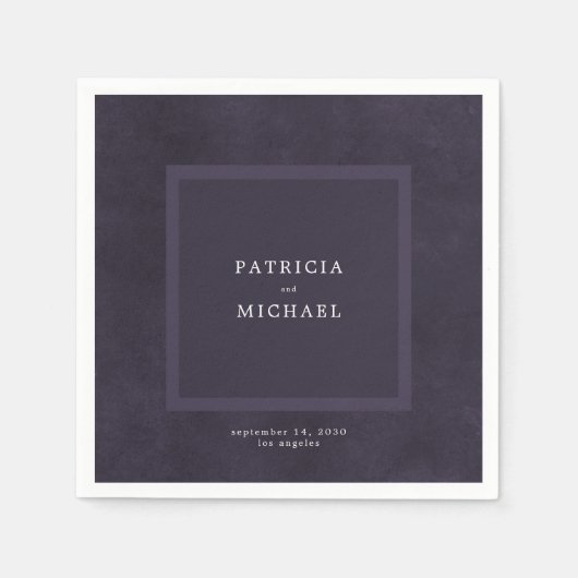 ダーク結婚パープルシンプルのモダンエレガント スタンダードカクテルナプキン (正面)