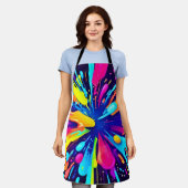 ダーク絵を描バスキャンバス上のネオン爆発 エプロン (着用した状態)