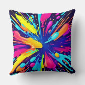 ダーク絵を描バスキャンバス上のネオン爆発 クッション (裏面)