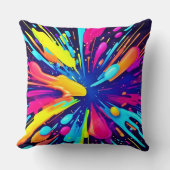 ダーク絵を描バスキャンバス上のネオン爆発 クッション (正面)