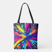ダーク絵を描バスキャンバス上のネオン爆発 トートバッグ (裏面)