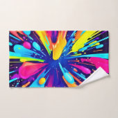 ダーク絵を描バスキャンバス上のネオン爆発 バスタオルセット (ハンドタオル)