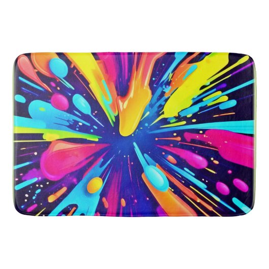 ダーク絵を描バスキャンバス上のネオン爆発 バスマット (正面)