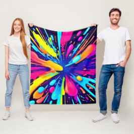 ダーク絵を描バスキャンバス上のネオン爆発 フリースブランケット