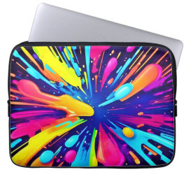 ダーク絵を描バスキャンバス上のネオン爆発 ラップトップスリーブ
