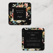 ダーク絵を描フローラブラックスクエアビジネスカード スクエア名刺 (正面/裏面)