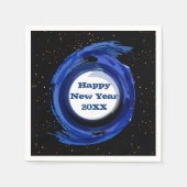 ダーク絵を描ブルーオンナイトハッピーニューイヤー20xx スタンダードカクテルナプキン (正面)