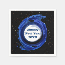 ダーク絵を描ブルーオンナイトハッピーニューイヤー20xx スタンダードカクテルナプキン
