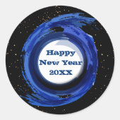 ダーク絵を描ブルーオンナイトハッピーニューイヤー20xx ラウンドシール (正面)
