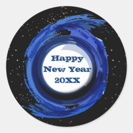 ダーク絵を描ブルーオンナイトハッピーニューイヤー20xx ラウンドシール