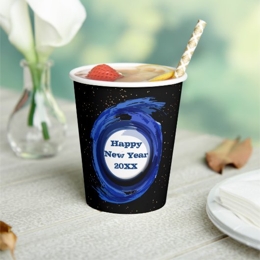 ダーク絵を描ブルーオンナイトハッピーニューイヤー20xx 紙コップ (インサイチュ)