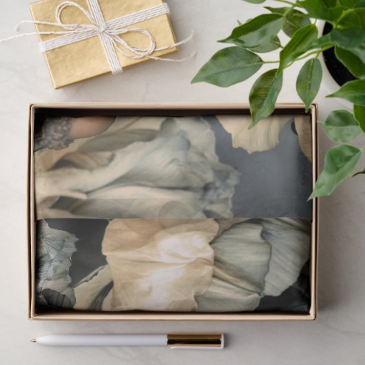 ダーク美しいとムーディブルーフローラ、ポートレートアート 薄葉紙 (ギフト)