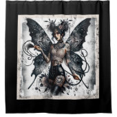 ダーク美しいゴシックアジア妖精タトゥー&ホイップ シャワーカーテン (正面)