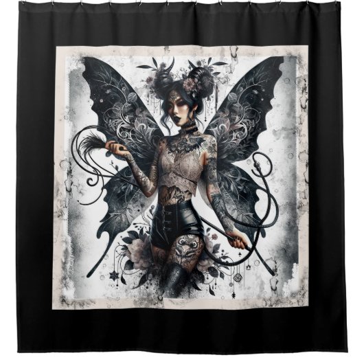 ダーク美しいゴシックアジア妖精タトゥー&ホイップ シャワーカーテン