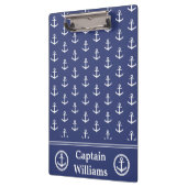 ダーク航海のブルーとホワイトネームのいかりパターン クリップボード (左)
