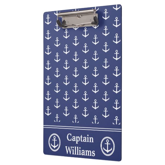 ダーク航海のブルーとホワイトネームのいかりパターン クリップボード (左)