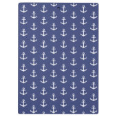 ダーク航海のブルーとホワイトネームのいかりパターン クリップボード (裏面)