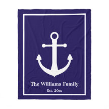 ダーク航海のブルー&ホワイトいかり&姓