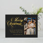ダーク華美グレーメリークリスマスフォイルホリデーカード 箔シーズンカード (立ち正面)