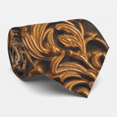 ダーク華美レザーにゴールデンバロック ネクタイ (ロール)