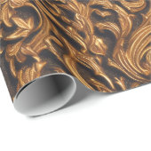 ダーク華美レザーにゴールデンバロック ラッピングペーパー (ロールコーナー)