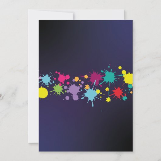 ダーク誕生日のネオンスケー絵を描トダンスで輝く 招待状 (裏面)