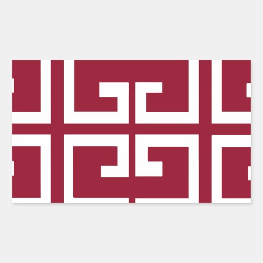 ダーク赤と白タイル 長方形シール (正面)