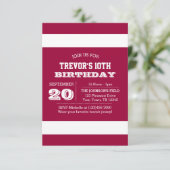 ダーク赤と白チーム誕生日招待状 招待状 (スタンド正面)