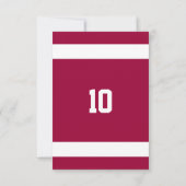 ダーク赤と白チーム誕生日招待状 招待状 (裏面)